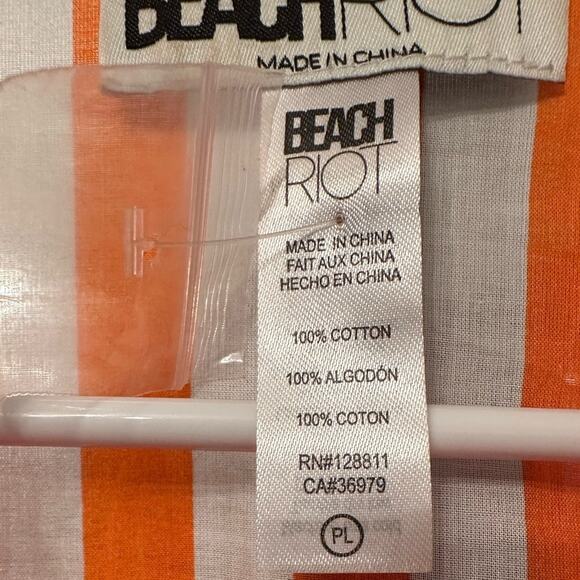 Beach Riot NWT Alexa Coverup Button Down Long Sleeve Top Pink Orange LP - Picture 6 of 9